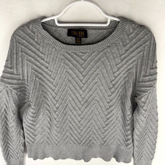 Truth by Republic Gray Argyle Pattern Sweater Womens Size M - Picture 4 of 10